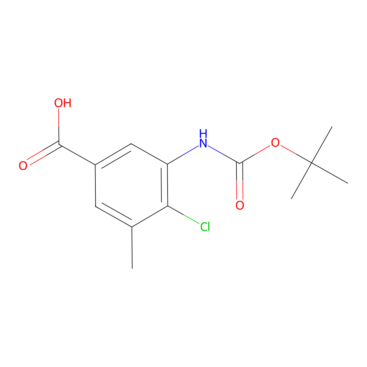 3-{[(Tert-butoxy)carbonyl]amino}-4-chloro-5-methylbenzoic acid molecular structure, CAS 2580179-23-1