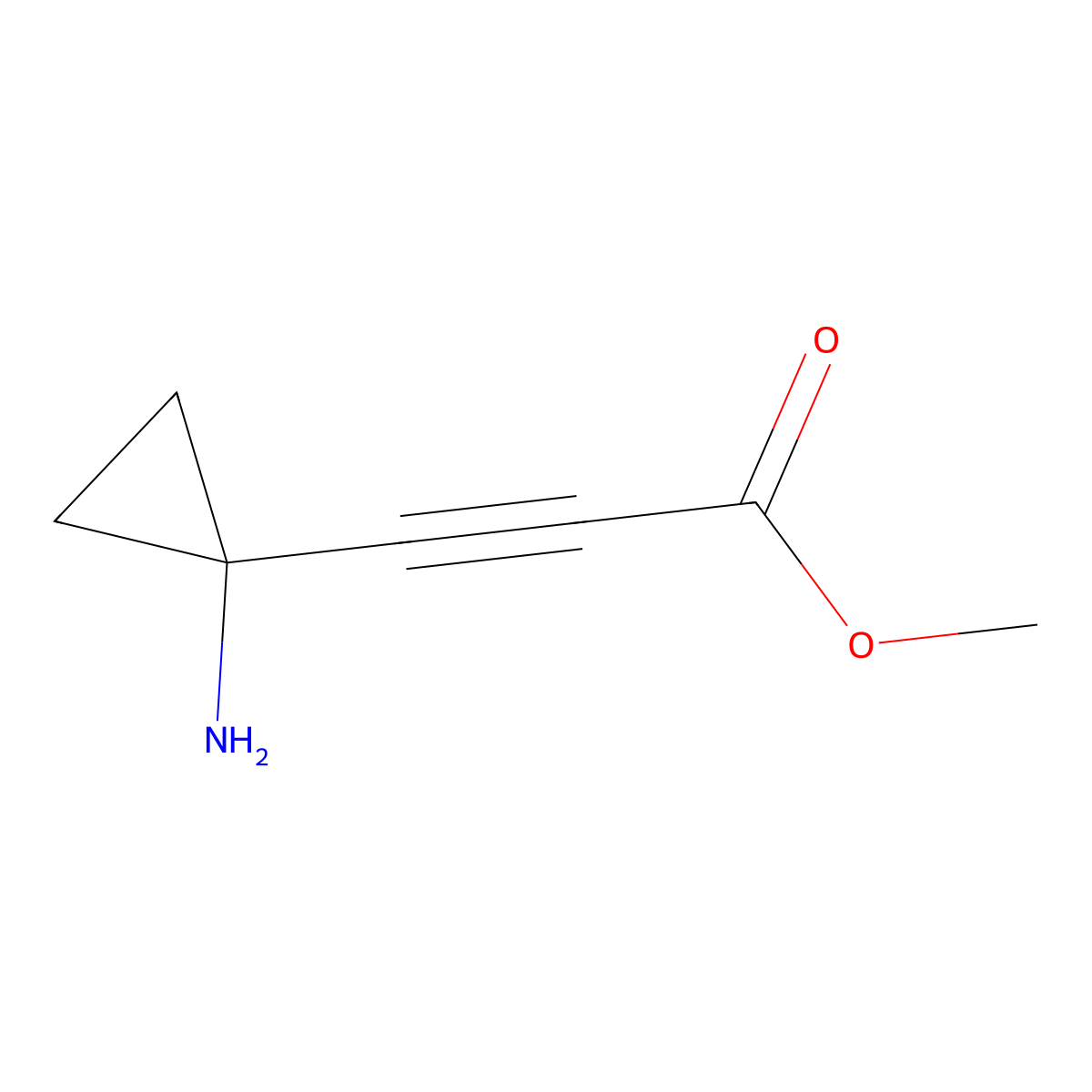 Methyl 3-(1-aminocyclopropyl)prop-2-ynoate molecular structure, CAS 2580179-36-6