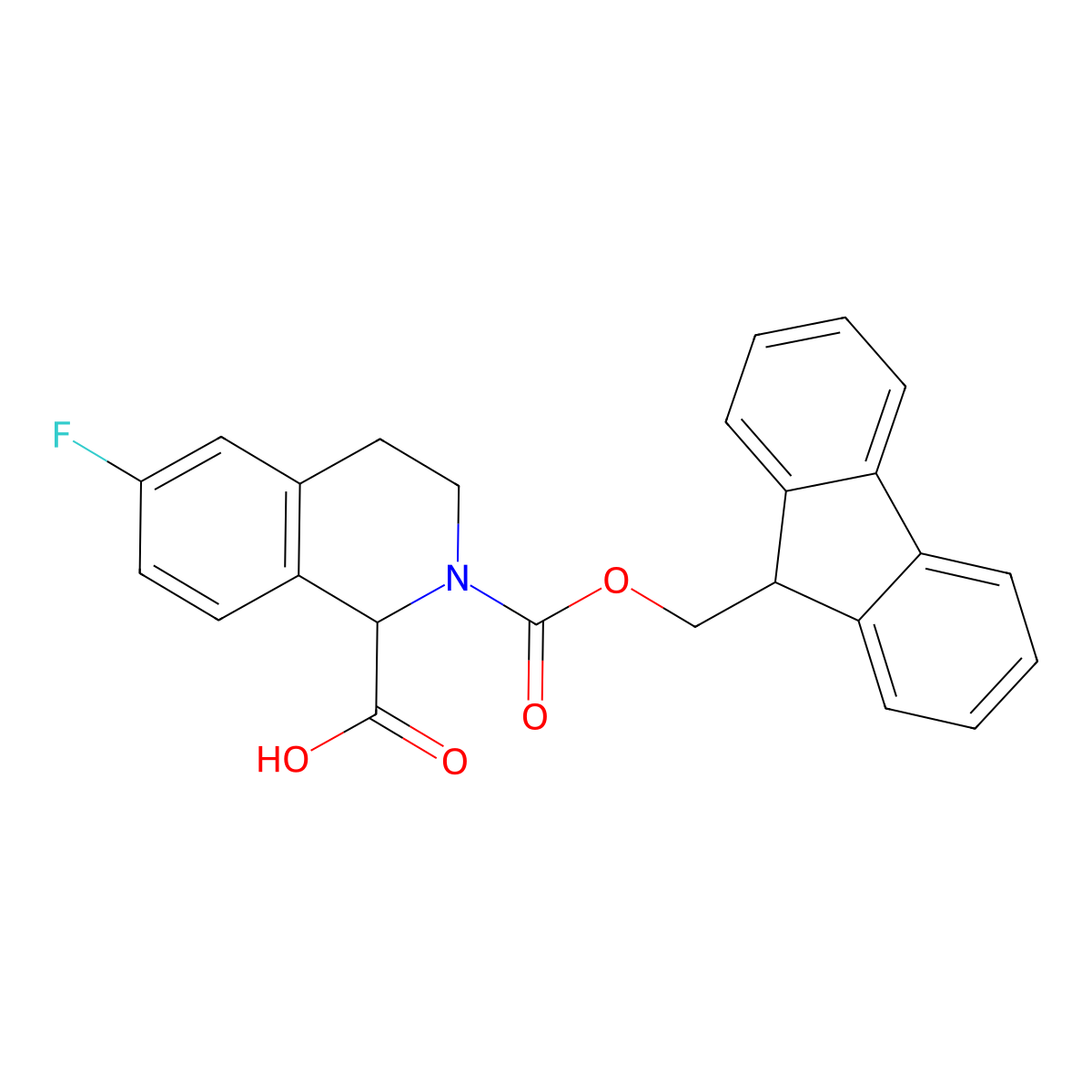 2-{[(9H-fluoren-9-yl)methoxy]carbonyl}-6-fluoro-1,2,3,4-tetrahydroisoquinoline-1-carboxylic acid molecular structure, CAS 2580179-38-8