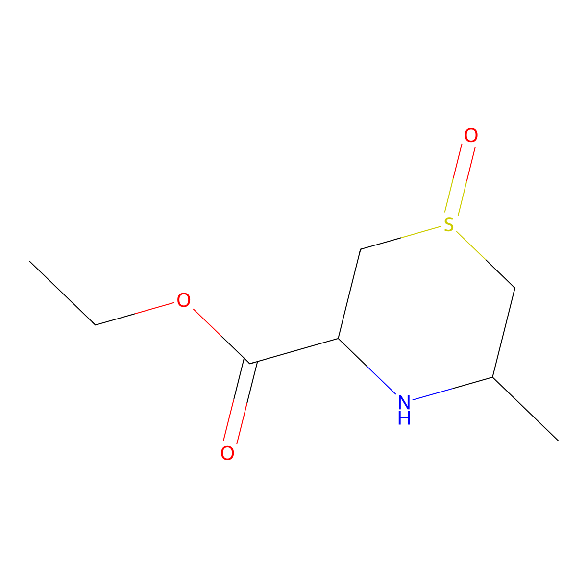 Ethyl 5-methyl-1-oxo-1lambda4-thiomorpholine-3-carboxylate molecular structure, CAS 2580179-39-9