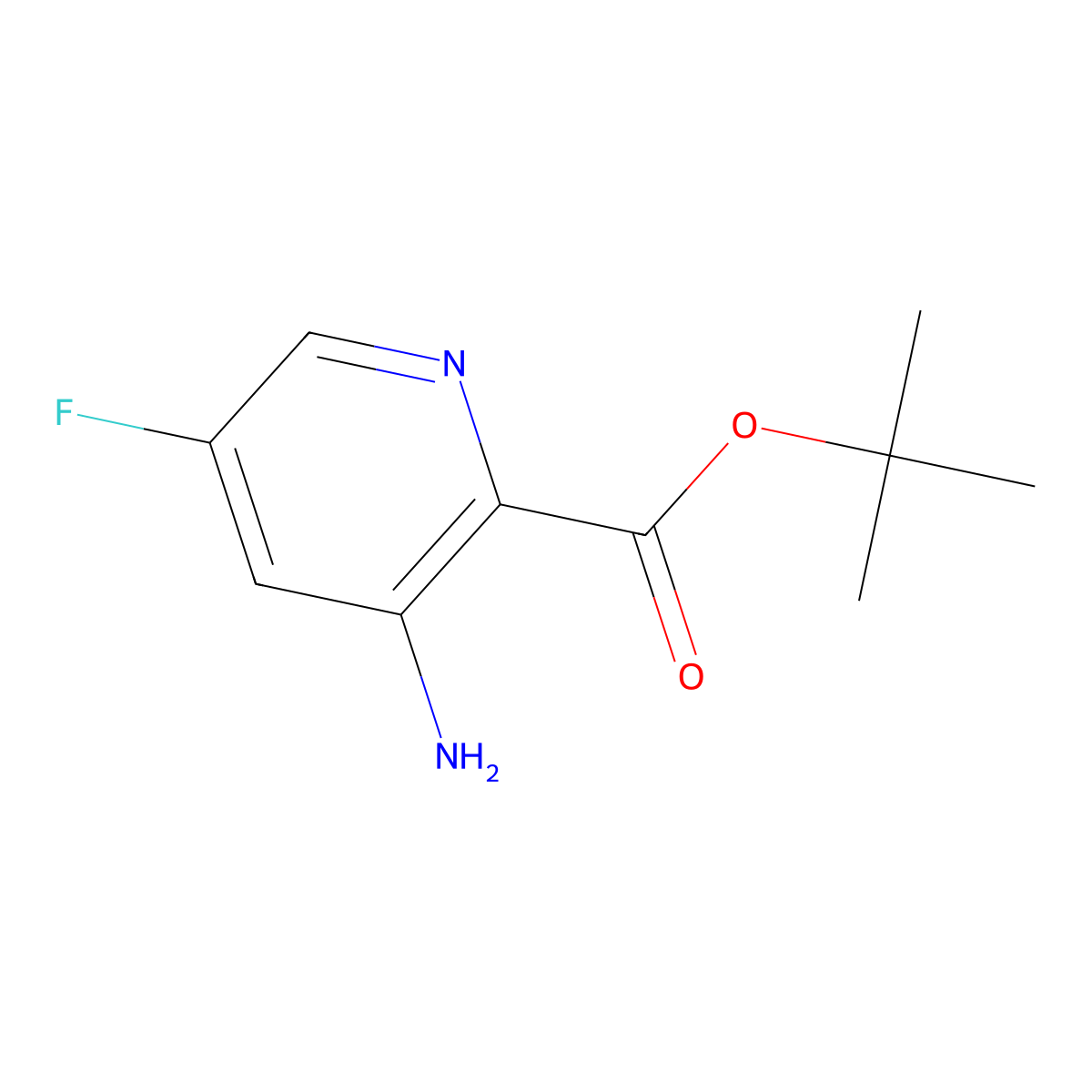 Tert-butyl 3-amino-5-fluoropyridine-2-carboxylate molecular structure, CAS 2580179-41-3