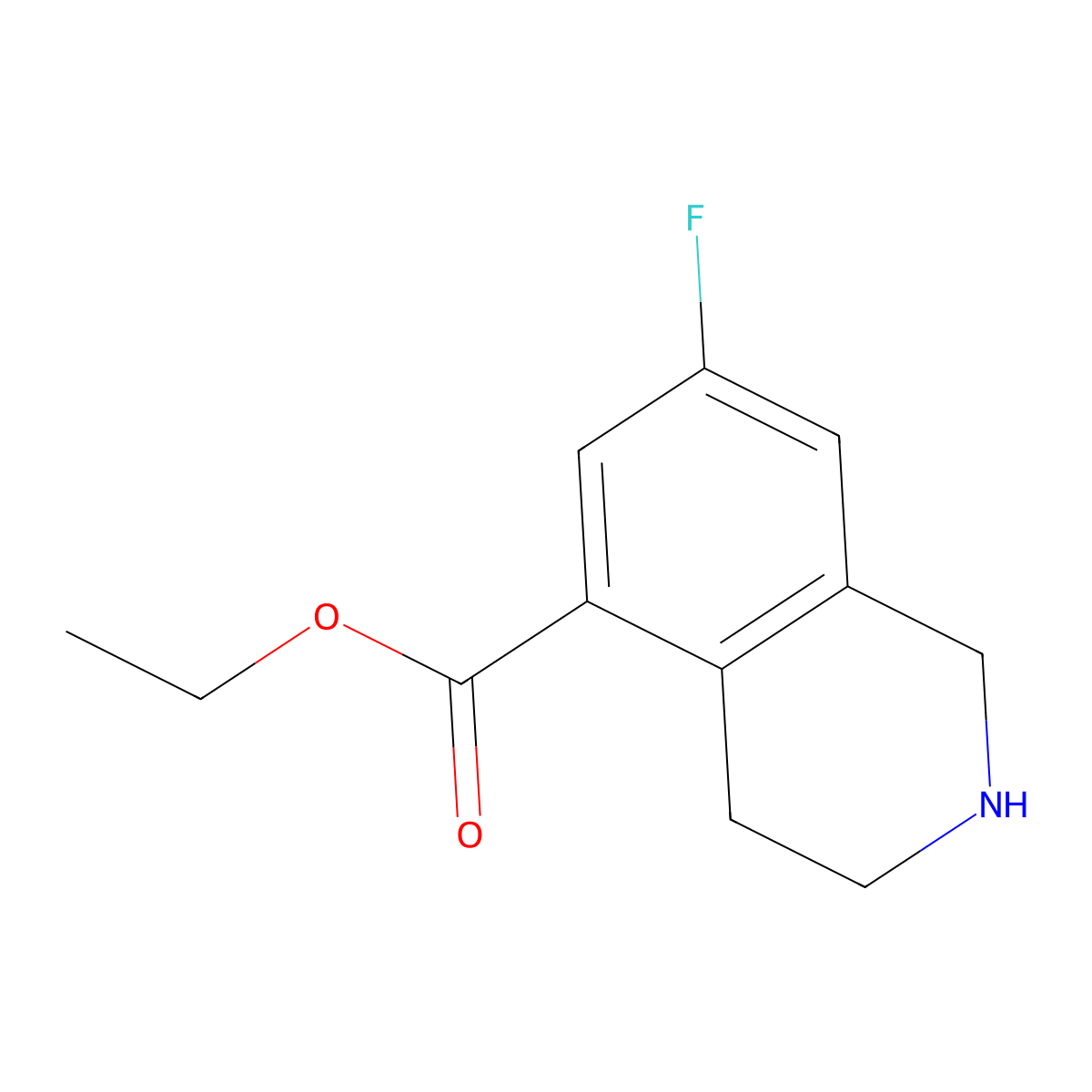 Ethyl 7-fluoro-1,2,3,4-tetrahydroisoquinoline-5-carboxylate molecular structure, CAS 2580179-58-2
