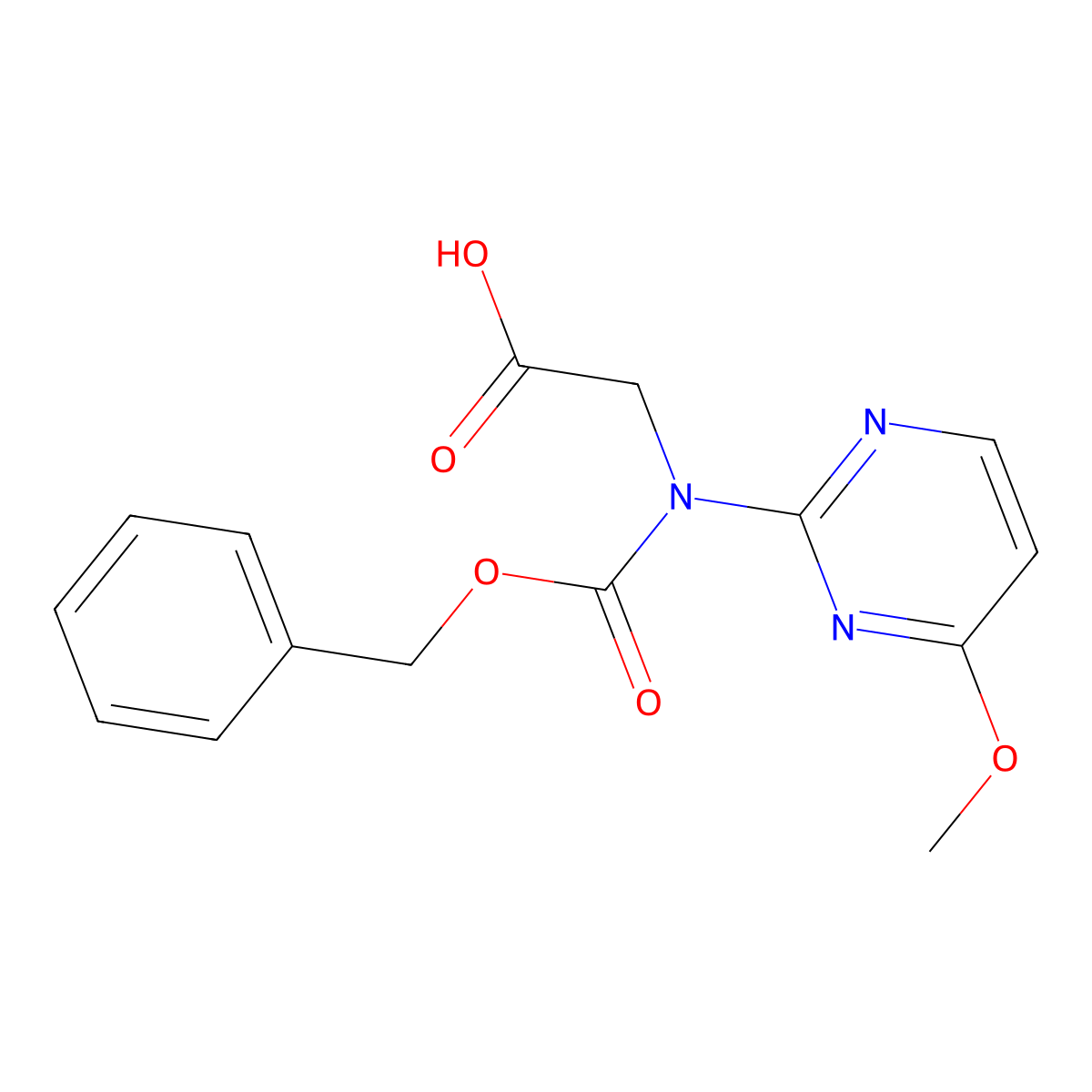 2-{[(Benzyloxy)carbonyl](4-methoxypyrimidin-2-yl)amino}acetic acid molecular structure, CAS 2580179-60-6