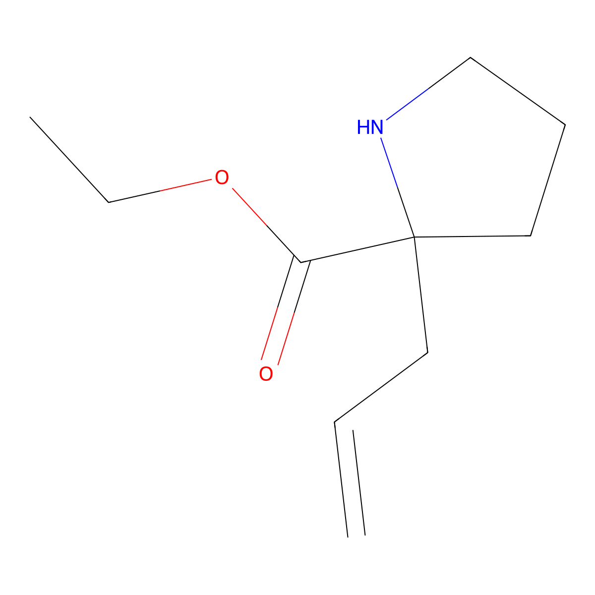 Ethyl 2-(prop-2-en-1-yl)pyrrolidine-2-carboxylate molecular structure, CAS 2580179-61-7