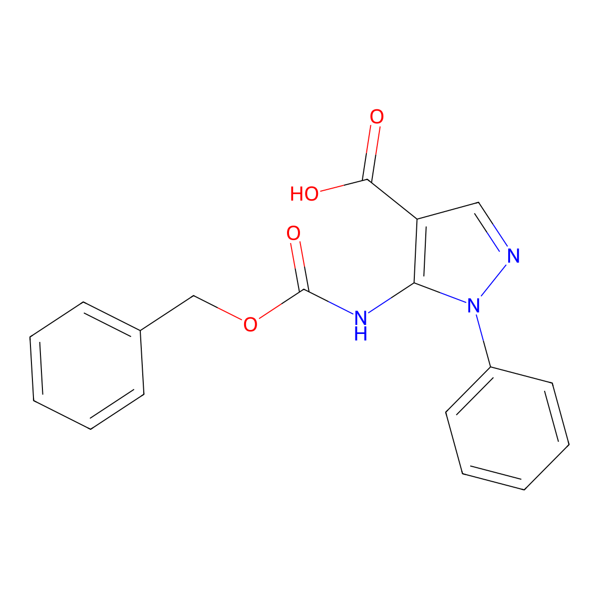 5-{[(benzyloxy)carbonyl]amino}-1-phenyl-1H-pyrazole-4-carboxylic acid molecular structure, CAS 2580179-68-4