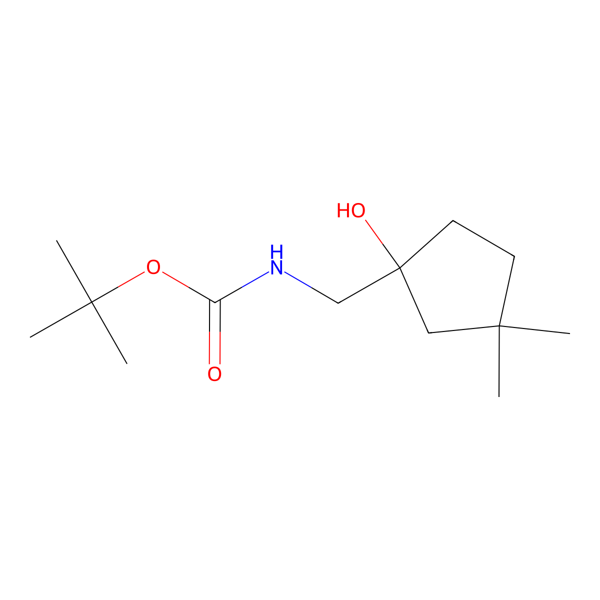 tert-butyl N-[(1-hydroxy-3,3-dimethylcyclopentyl)methyl]carbamate molecular structure, CAS 2580179-74-2
