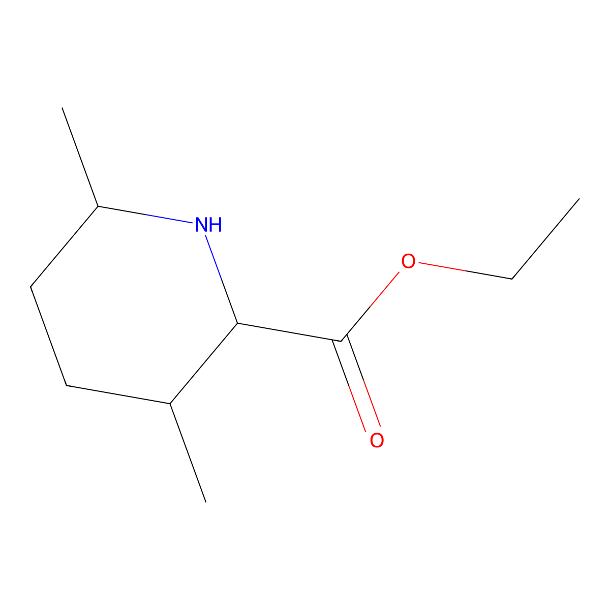 Ethyl 3,6-dimethylpiperidine-2-carboxylate molecular structure, CAS 2580179-78-6