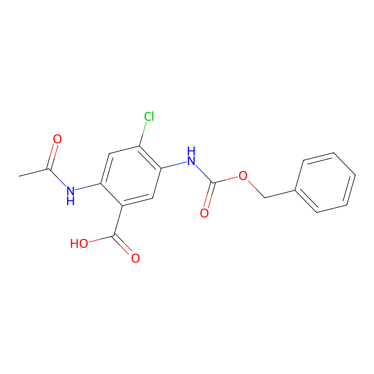 5-{[(Benzyloxy)carbonyl]amino}-4-chloro-2-acetamidobenzoic acid molecular structure, CAS 2580179-81-1