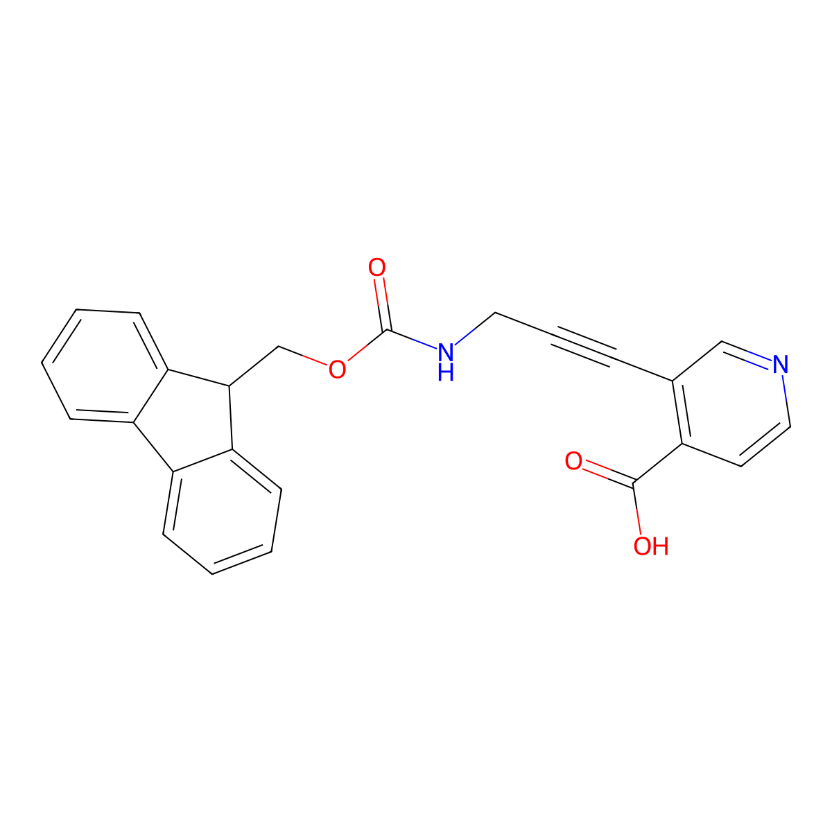 3-[3-({[(9H-fluoren-9-yl)methoxy]carbonyl}amino)prop-1-yn-1-yl]pyridine-4-carboxylic acid molecular structure, CAS 2580179-90-2