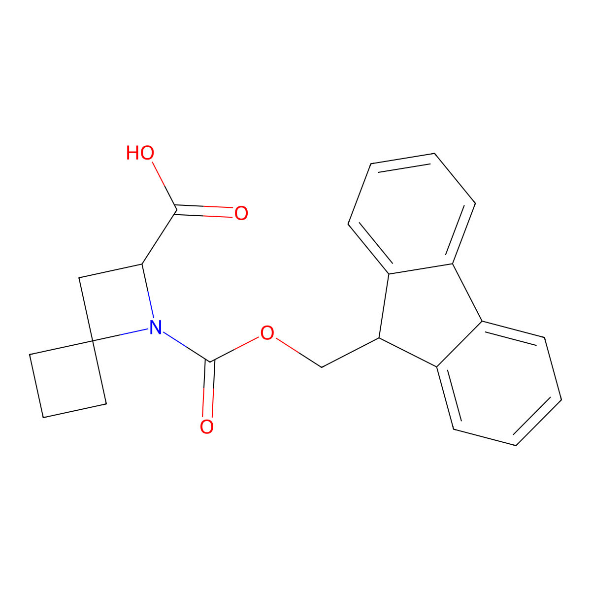 1-{[(9H-fluoren-9-yl)methoxy]carbonyl}-1-azaspiro[3.3]heptane-2-carboxylic acid molecular structure, CAS 2580179-92-4