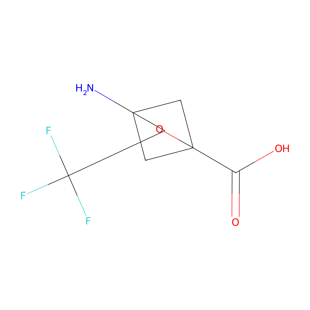 4-Amino-3-(trifluoromethyl)-2-oxabicyclo[2.1.1]hexane-1-carboxylic acid molecular structure, CAS 2580180-04-5