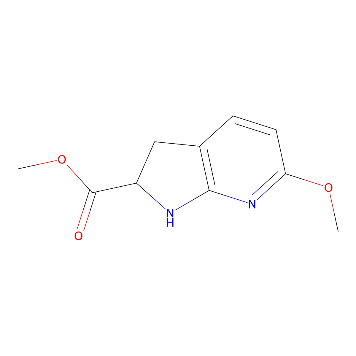 methyl 6-methoxy-1H,2H,3H-pyrrolo[2,3-b]pyridine-2-carboxylate molecular structure, CAS 2580180-11-4