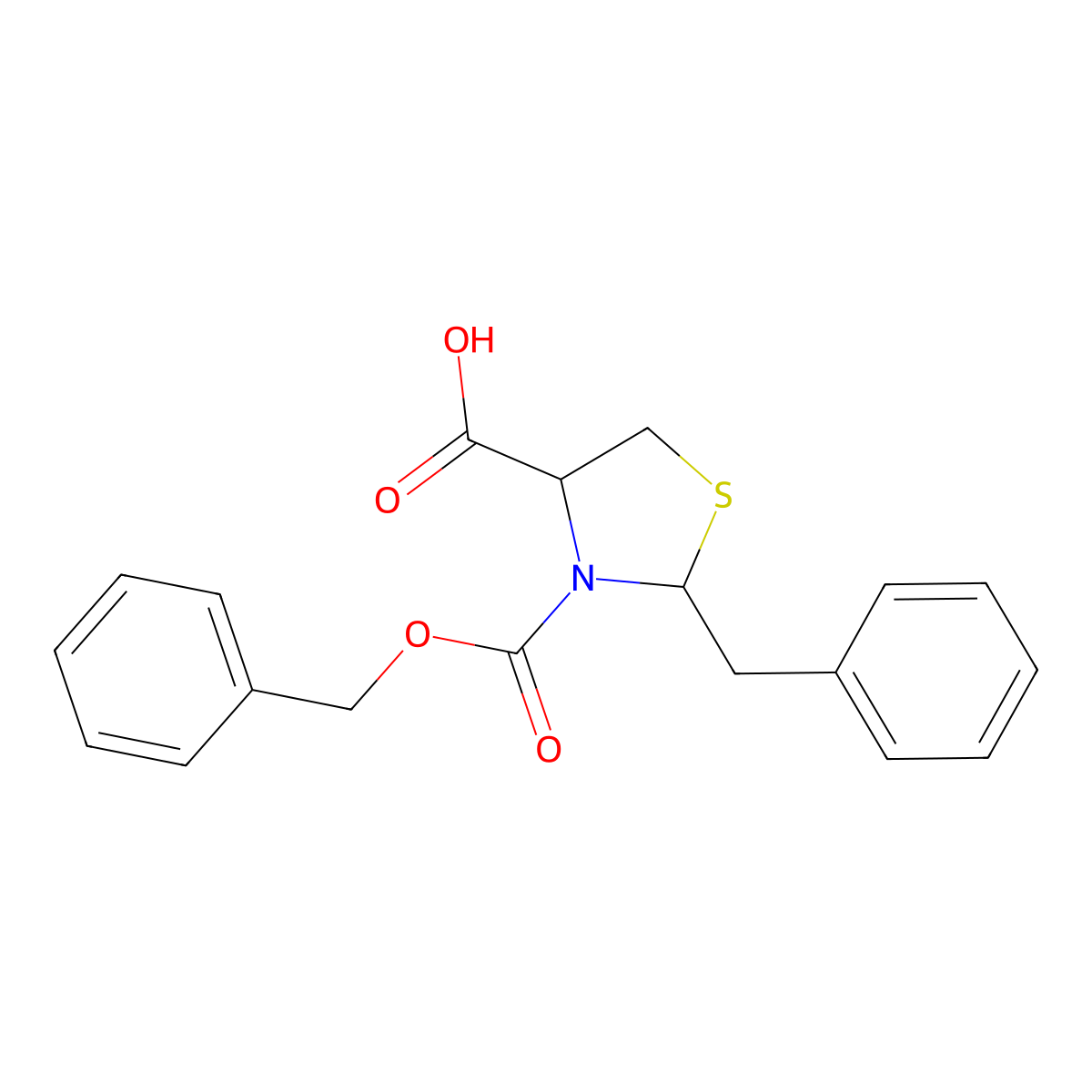 2-Benzyl-3-[(benzyloxy)carbonyl]-1,3-thiazolidine-4-carboxylic acid molecular structure, CAS 2580180-22-7