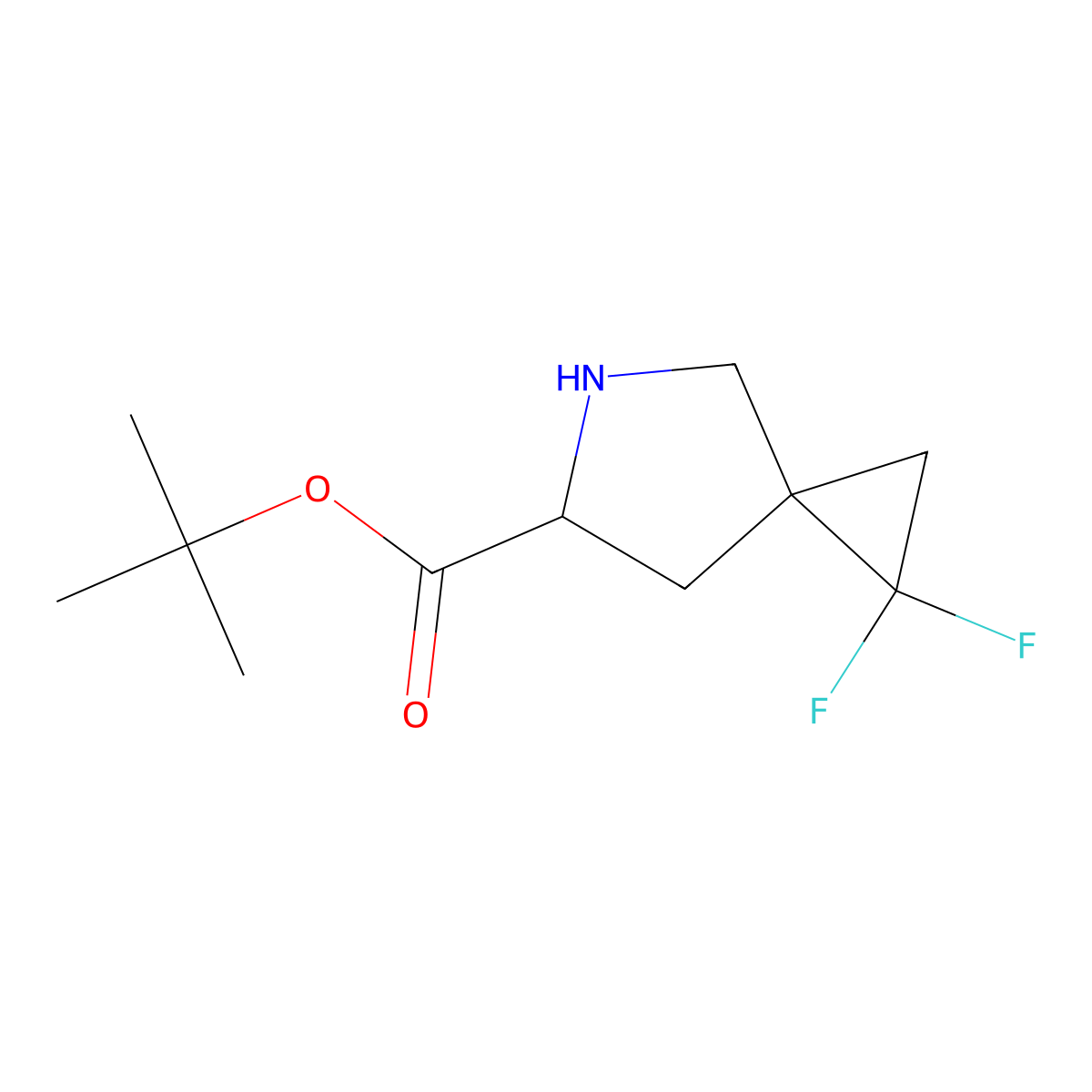 Tert-butyl 1,1-difluoro-5-azaspiro[2.4]heptane-6-carboxylate molecular structure, CAS 2580180-27-2