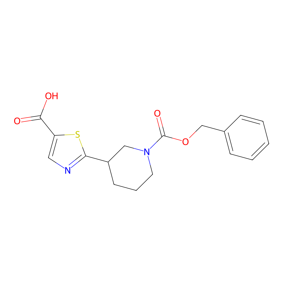 2-{1-[(Benzyloxy)carbonyl]piperidin-3-yl}-1,3-thiazole-5-carboxylic acid molecular structure, CAS 2580180-30-7