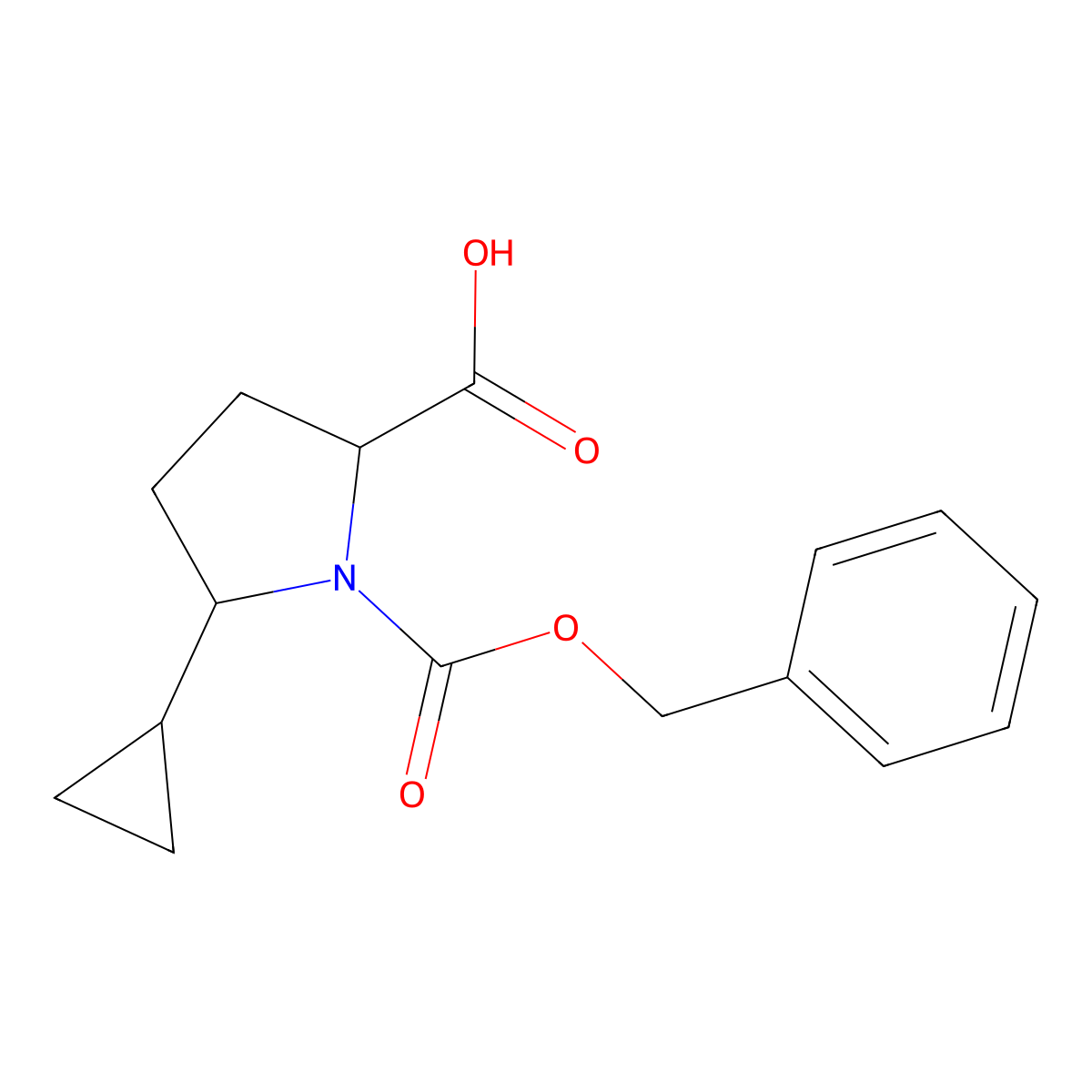 1-[(Benzyloxy)carbonyl]-5-cyclopropylpyrrolidine-2-carboxylic acid molecular structure, CAS 2580180-37-4