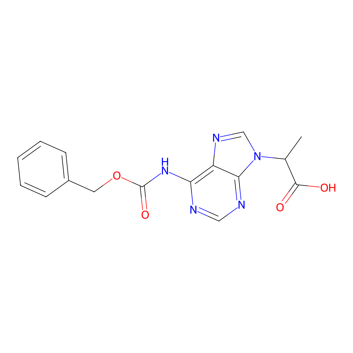 2-(6-{[(benzyloxy)carbonyl]amino}-9H-purin-9-yl)propanoic acid molecular structure, CAS 2580180-40-9