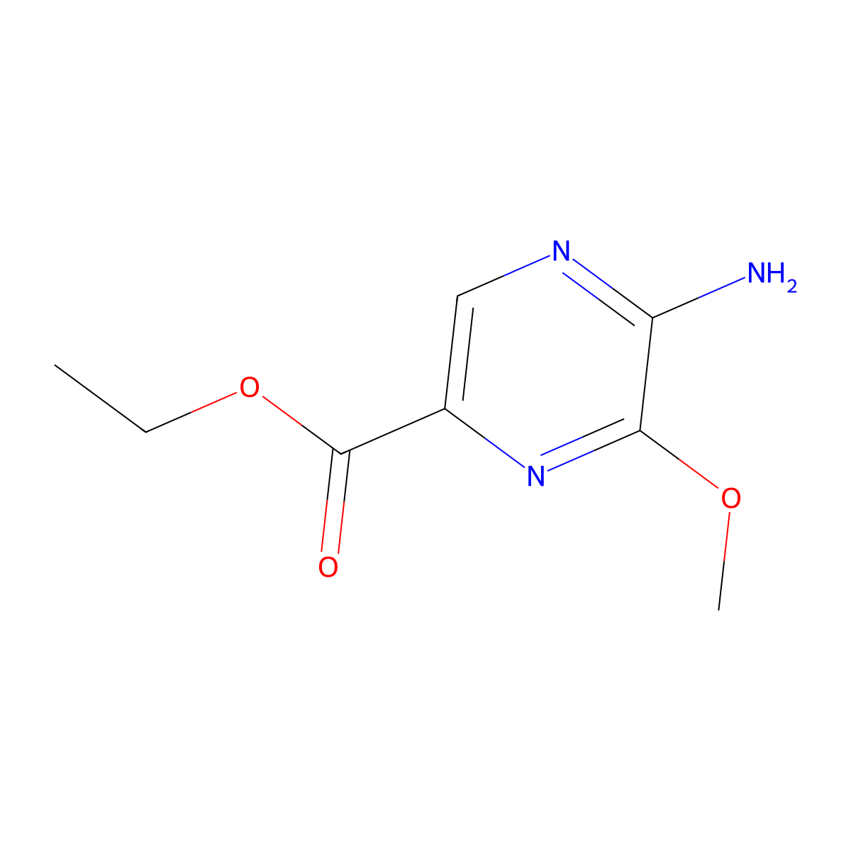 Ethyl 5-amino-6-methoxypyrazine-2-carboxylate molecular structure, CAS 2580180-51-2