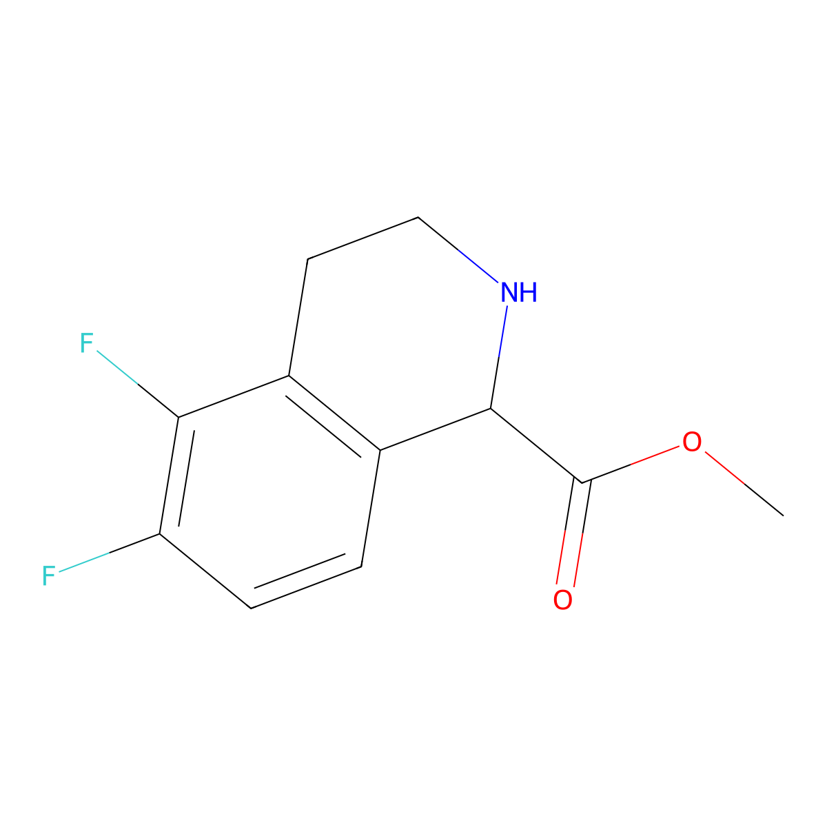Methyl 5,6-difluoro-1,2,3,4-tetrahydroisoquinoline-1-carboxylate molecular structure, CAS 2580180-54-5