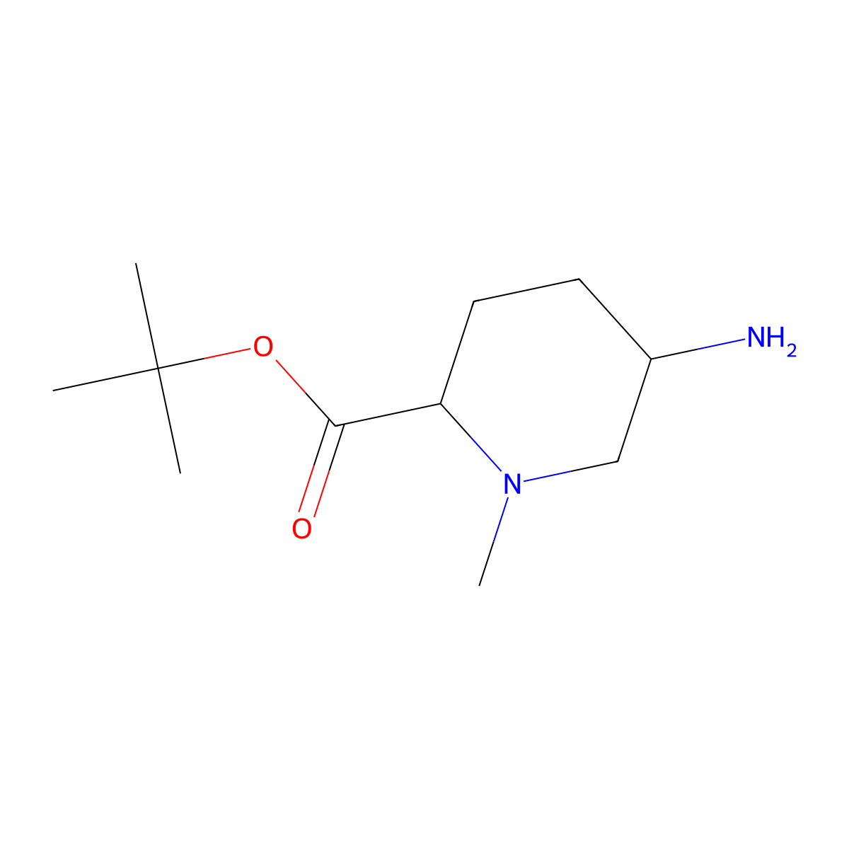 Tert-butyl 5-amino-1-methylpiperidine-2-carboxylate molecular structure, CAS 2580180-55-6