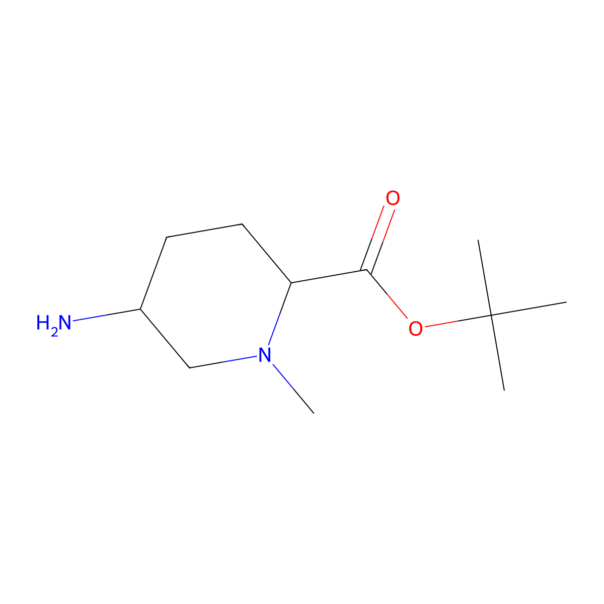 Tert-butyl 5-amino-1-methylpiperidine-2-carboxylate molecular structure, CAS 2580180-55-6