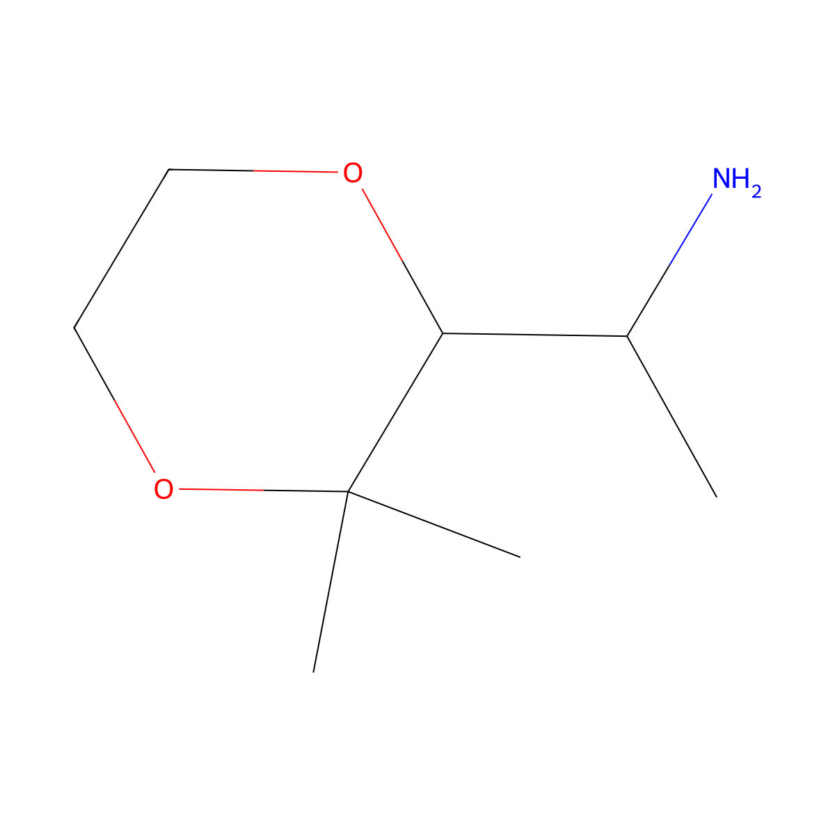 1-(3,3-Dimethyl-1,4-dioxan-2-yl)ethan-1-amine molecular structure, CAS 2580180-58-9