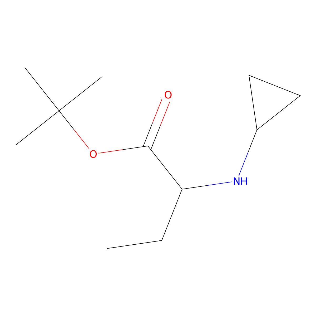 Tert-butyl 2-(cyclopropylamino)butanoate molecular structure, CAS 2580180-59-0