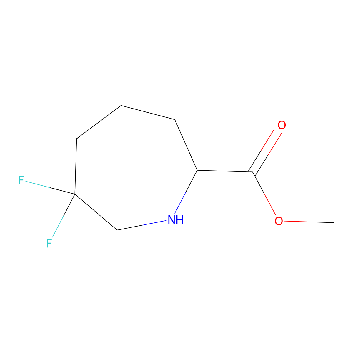 Methyl 6,6-difluoroazepane-2-carboxylate molecular structure, CAS 2580180-67-0