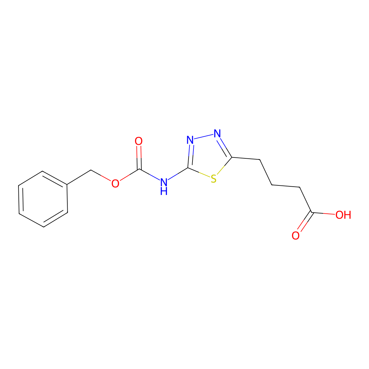 4-(5-{[(Benzyloxy)carbonyl]amino}-1,3,4-thiadiazol-2-yl)butanoic acid molecular structure, CAS 2580180-69-2