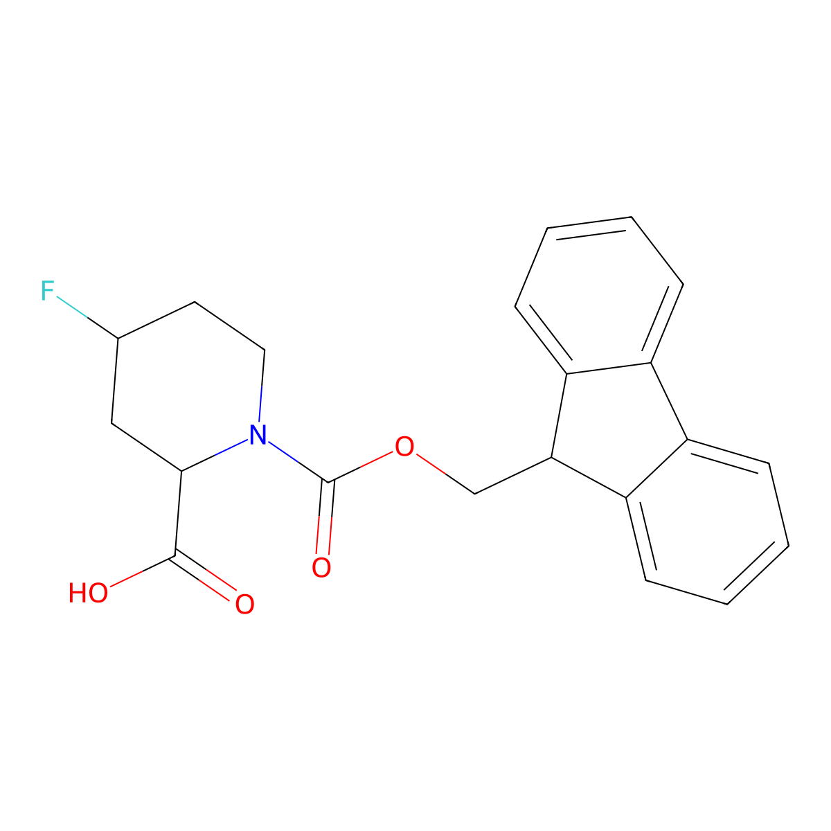 1-{[(9H-fluoren-9-yl)methoxy]carbonyl}-4-fluoropiperidine-2-carboxylic acid molecular structure, CAS 2580180-71-6