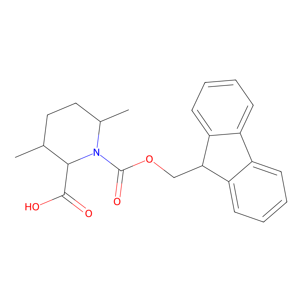 1-{[(9H-fluoren-9-yl)methoxy]carbonyl}-3,6-dimethylpiperidine-2-carboxylic acid molecular structure, CAS 2580180-72-7