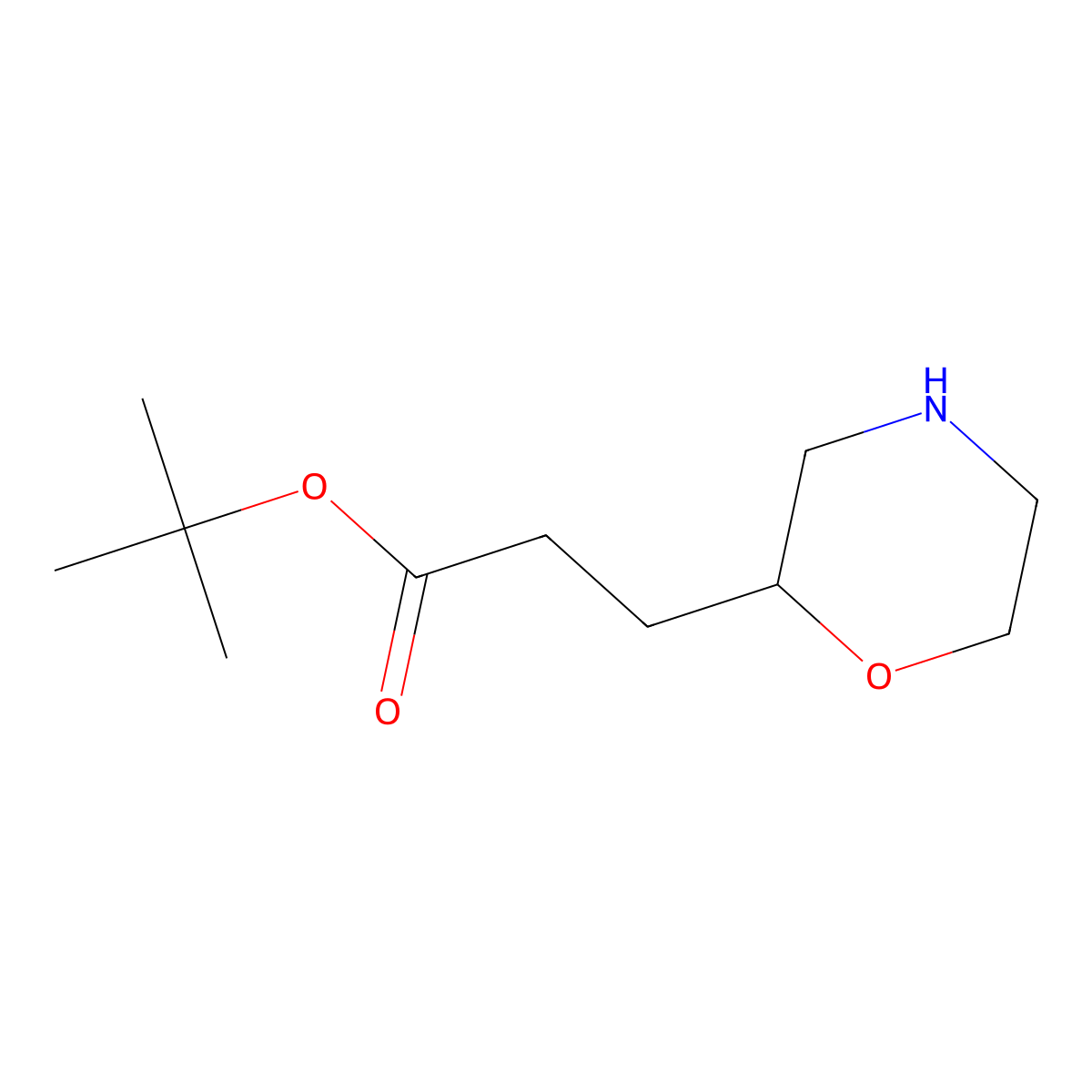 Tert-butyl 3-(morpholin-2-yl)propanoate molecular structure, CAS 2580180-75-0