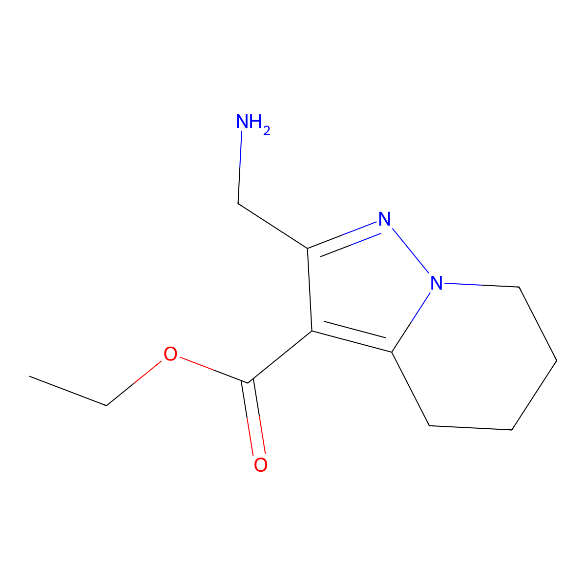 ethyl 2-(aminomethyl)-4H,5H,6H,7H-pyrazolo[1,5-a]pyridine-3-carboxylate molecular structure, CAS 2580180-81-8