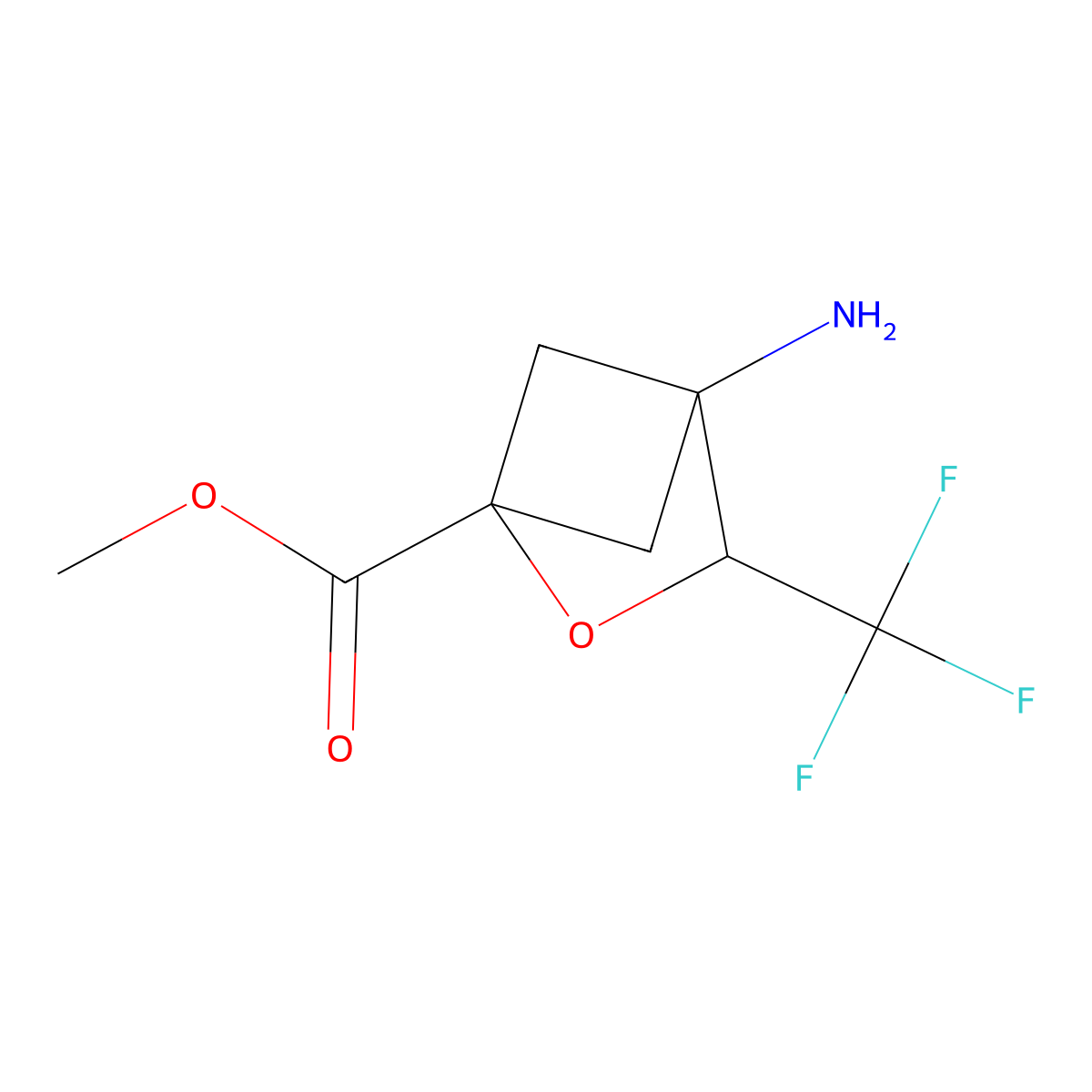 Methyl 4-amino-3-(trifluoromethyl)-2-oxabicyclo[2.1.1]hexane-1-carboxylate molecular structure, CAS 2580180-82-9