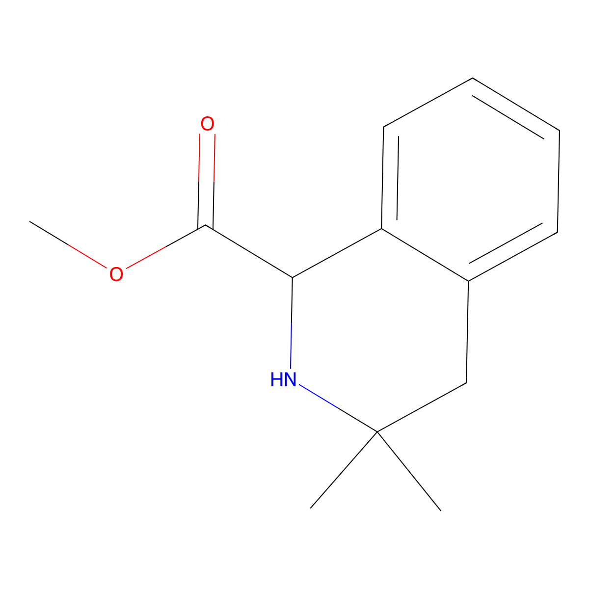 Methyl 3,3-dimethyl-1,2,3,4-tetrahydroisoquinoline-1-carboxylate molecular structure, CAS 2580180-85-2