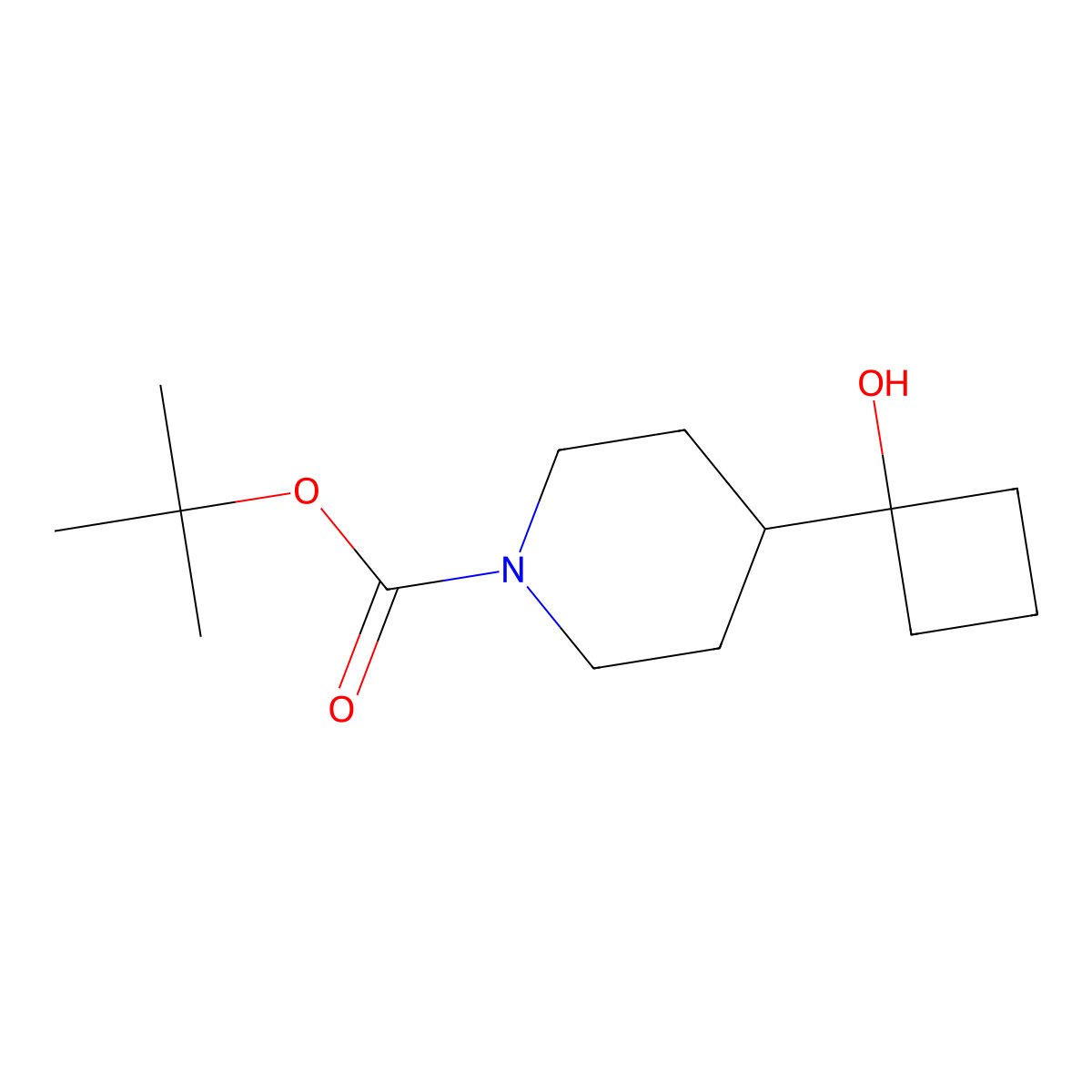 Tert-butyl 4-(1-hydroxycyclobutyl)piperidine-1-carboxylate molecular structure, CAS 2580180-89-6