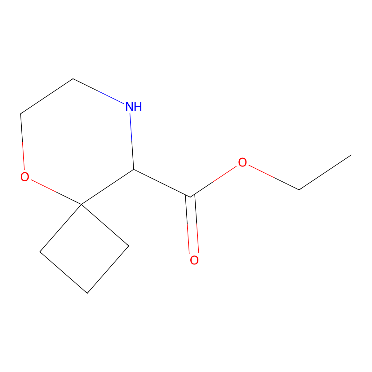 Ethyl 5-oxa-8-azaspiro[3.5]nonane-9-carboxylate molecular structure, CAS 2580180-90-9