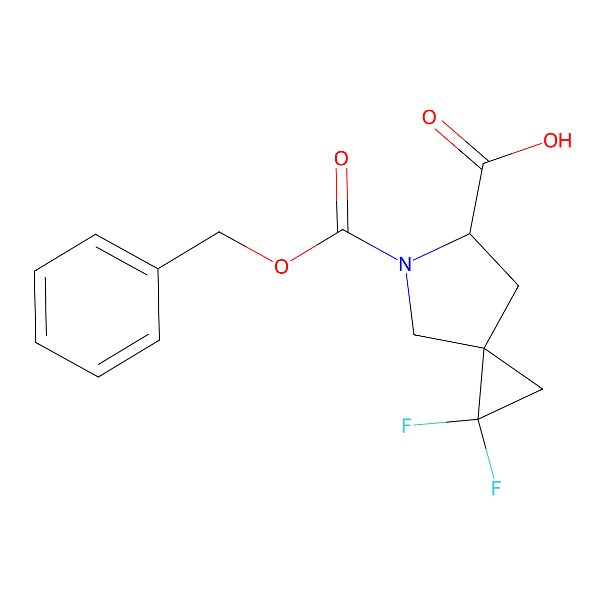 5-[(Benzyloxy)carbonyl]-1,1-difluoro-5-azaspiro[2.4]heptane-6-carboxylic acid molecular structure, CAS 2580180-94-3