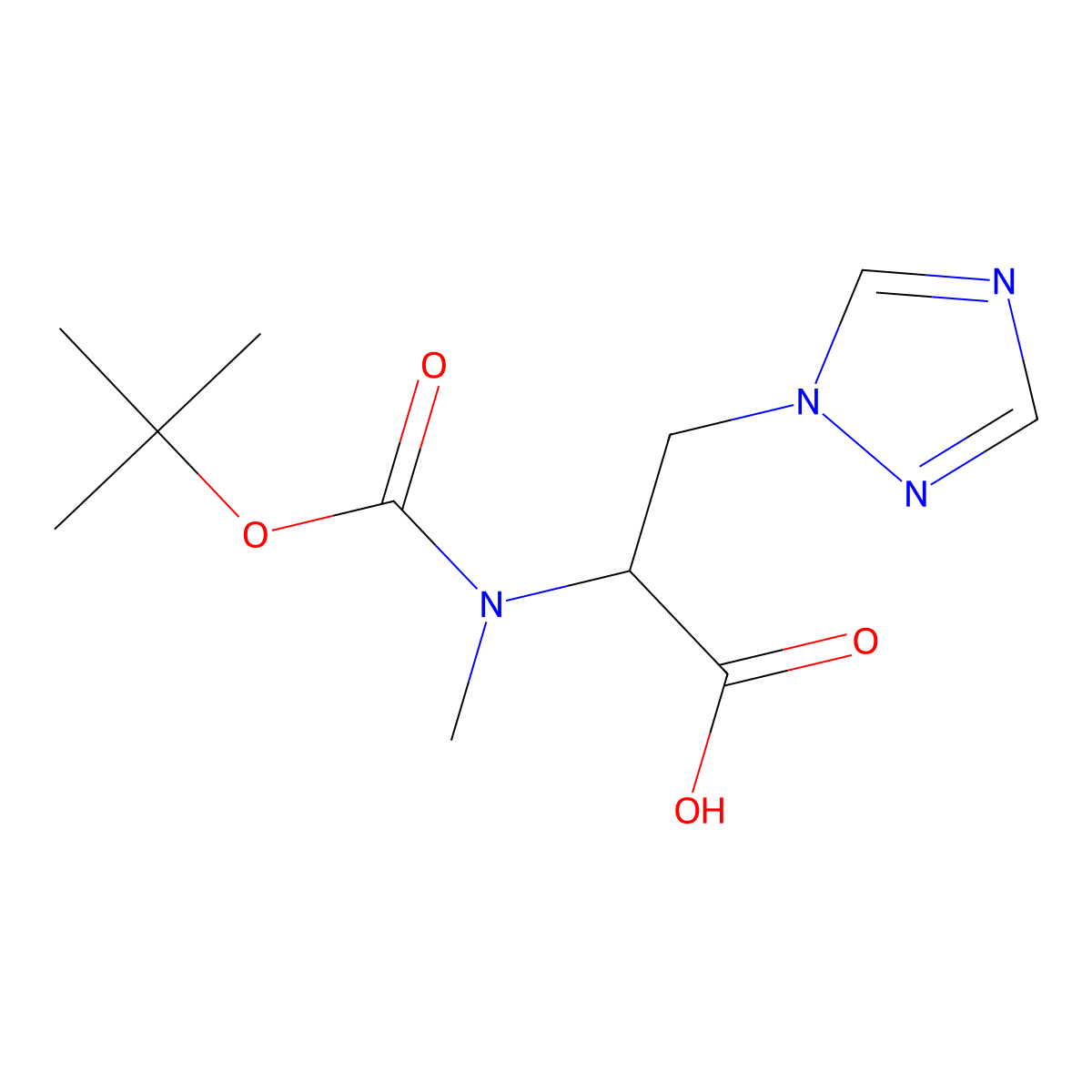 2-{[(tert-butoxy)carbonyl](methyl)amino}-3-(1H-1,2,4-triazol-1-yl)propanoic acid molecular structure, CAS 2580181-08-2
