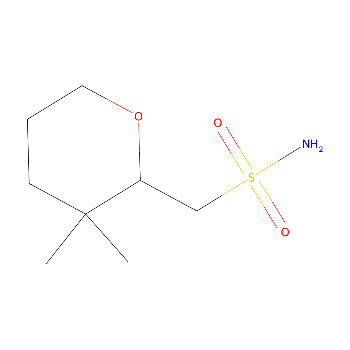 (3,3-Dimethyloxan-2-yl)methanesulfonamide molecular structure, CAS 2580181-10-6