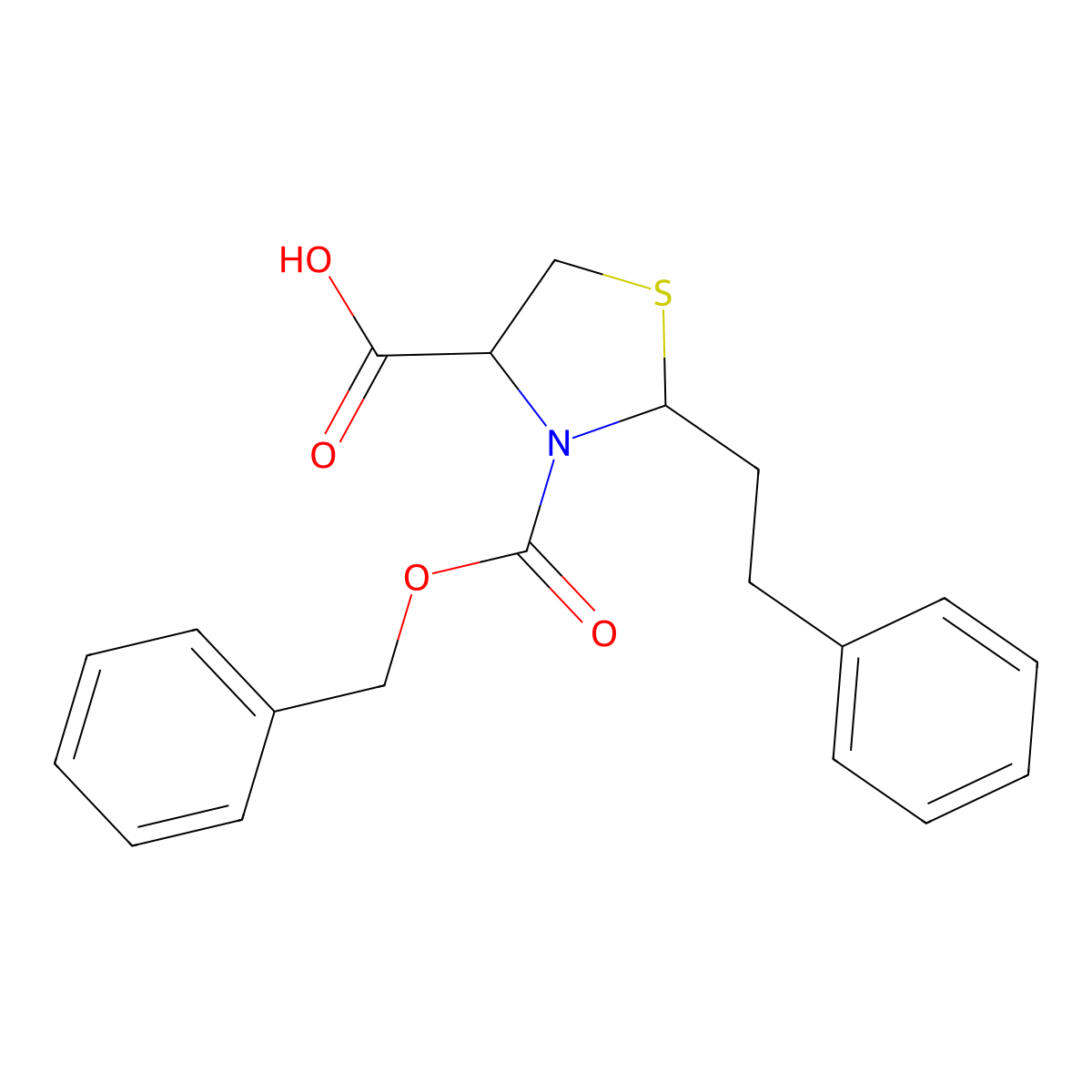 3-[(Benzyloxy)carbonyl]-2-(2-phenylethyl)-1,3-thiazolidine-4-carboxylic acid molecular structure, CAS 2580181-37-7