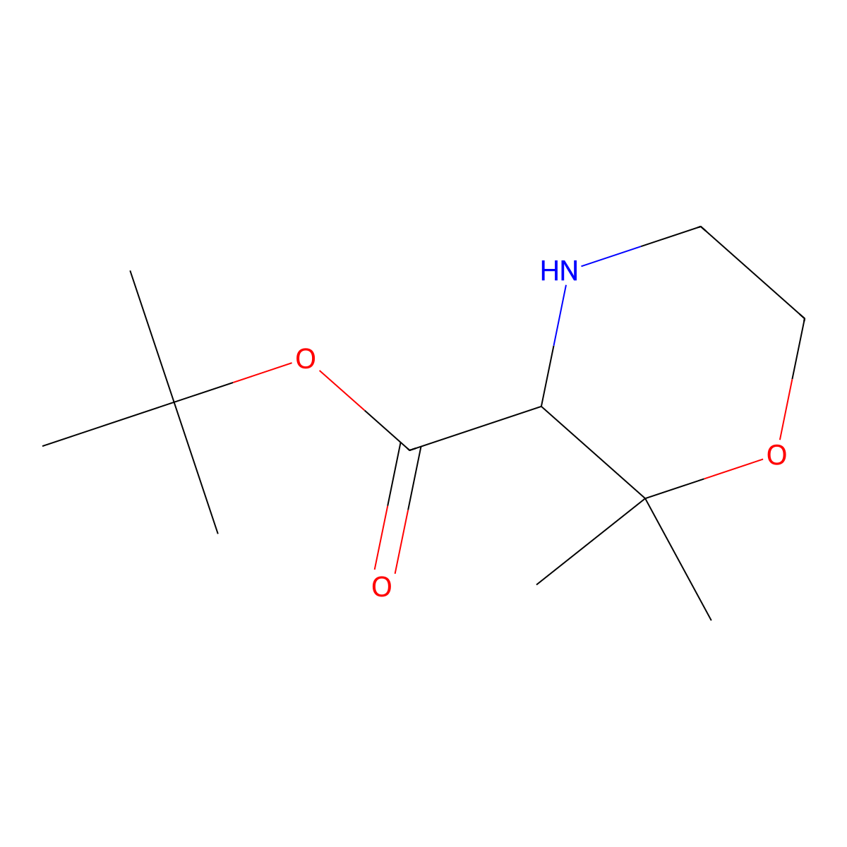 Tert-butyl 2,2-dimethylmorpholine-3-carboxylate molecular structure, CAS 2580181-40-2