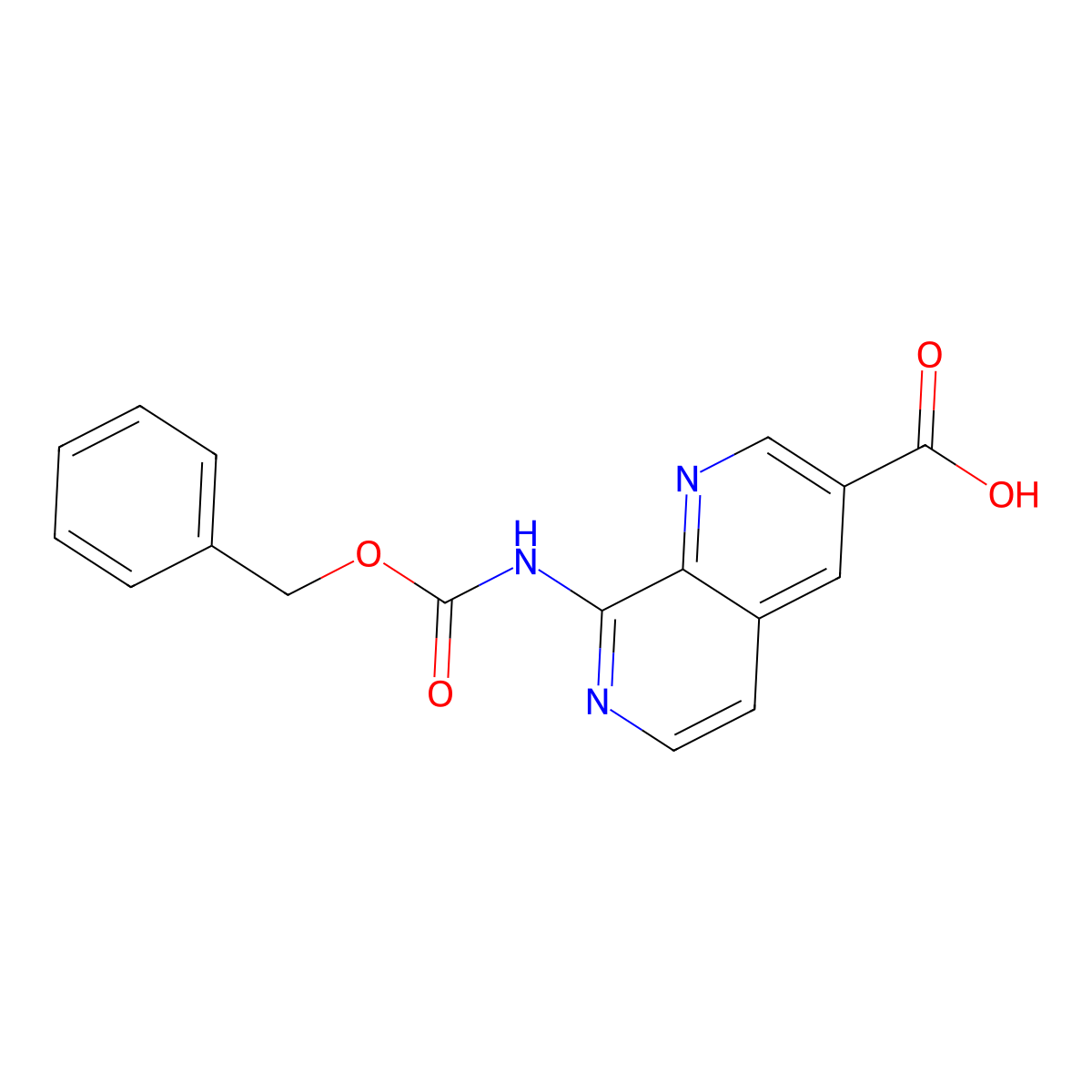 8-{[(Benzyloxy)carbonyl]amino}-1,7-naphthyridine-3-carboxylic acid molecular structure, CAS 2580181-46-8