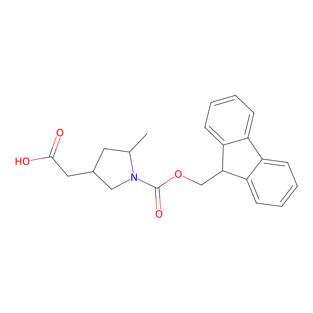 2-(1-{[(9H-fluoren-9-yl)methoxy]carbonyl}-5-methylpyrrolidin-3-yl)acetic acid molecular structure, CAS 2580181-48-0