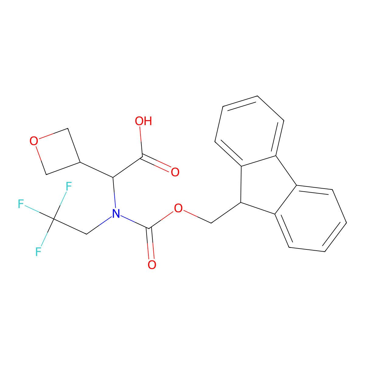 2-({[(9H-fluoren-9-yl)methoxy]carbonyl}(2,2,2-trifluoroethyl)amino)-2-(oxetan-3-yl)acetic acid molecular structure, CAS 2580181-53-7
