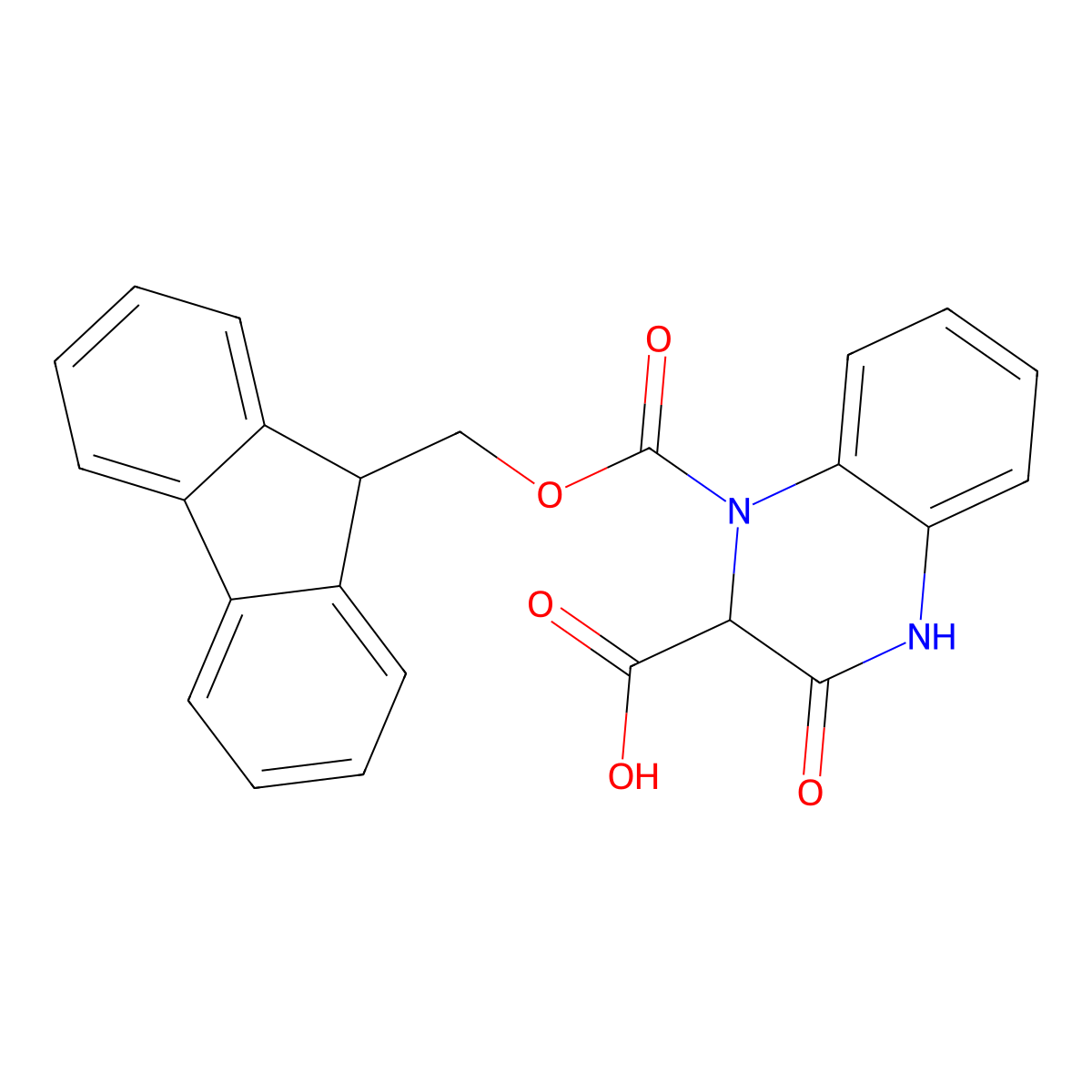 1-{[(9H-fluoren-9-yl)methoxy]carbonyl}-3-oxo-1,2,3,4-tetrahydroquinoxaline-2-carboxylic acid molecular structure, CAS 2580181-58-2