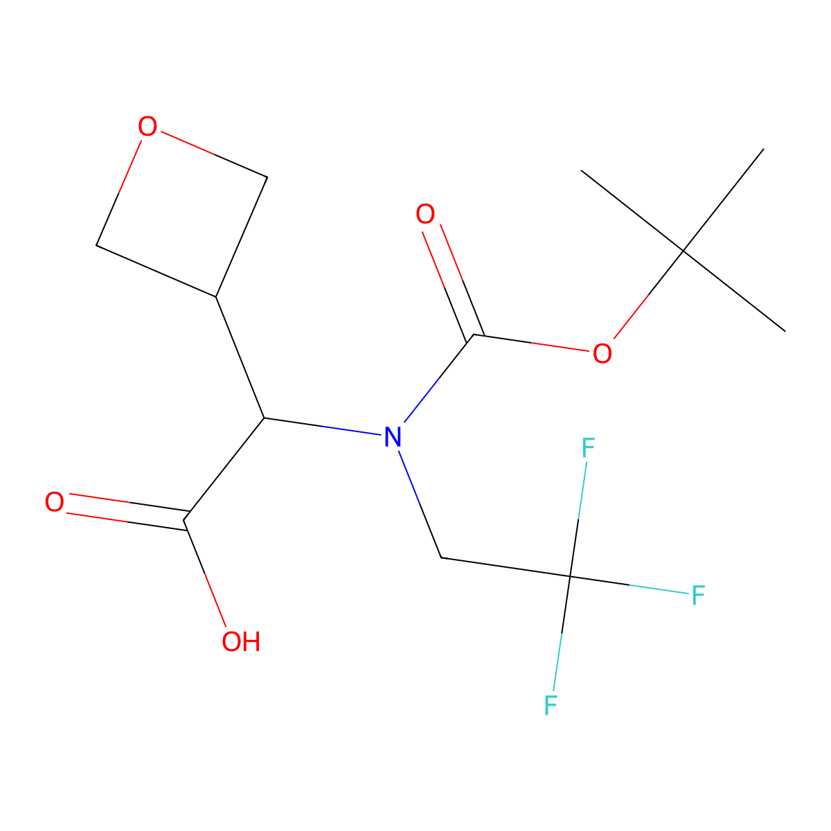 2-{[(Tert-butoxy)carbonyl](2,2,2-trifluoroethyl)amino}-2-(oxetan-3-yl)acetic acid molecular structure, CAS 2580181-59-3
