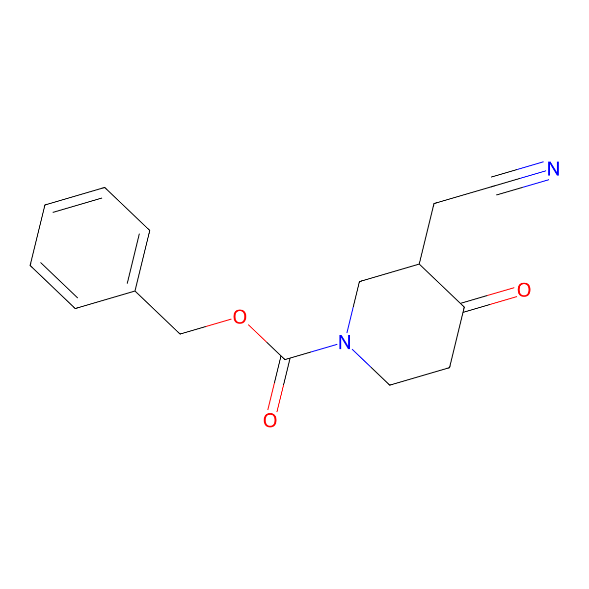 Benzyl 3-(cyanomethyl)-4-oxopiperidine-1-carboxylate molecular structure, CAS 2580181-66-2