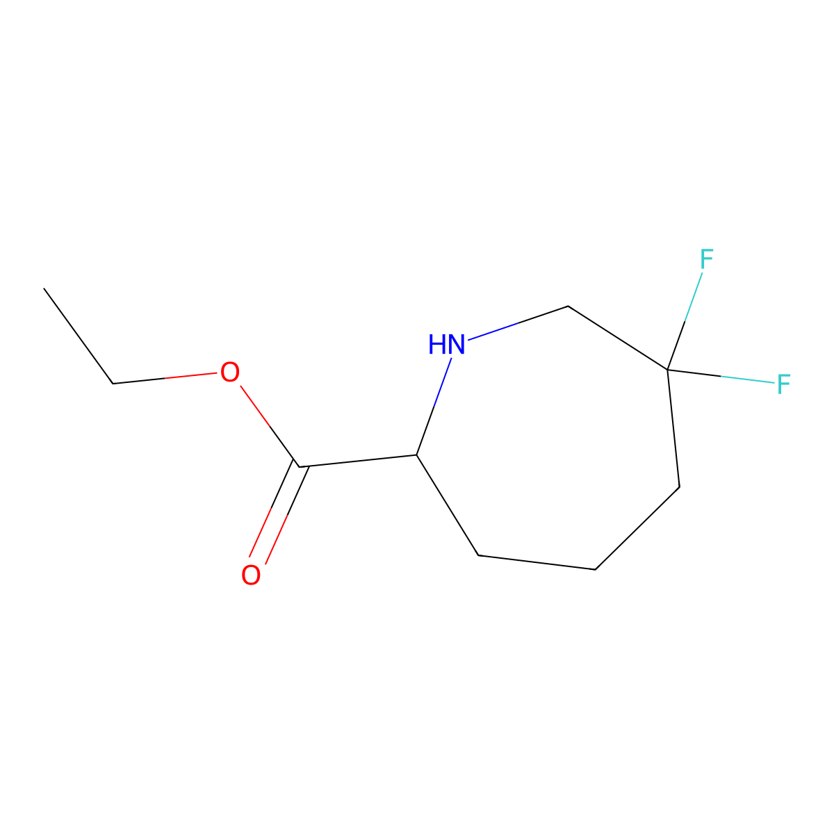Ethyl 6,6-difluoroazepane-2-carboxylate molecular structure, CAS 2580181-79-7
