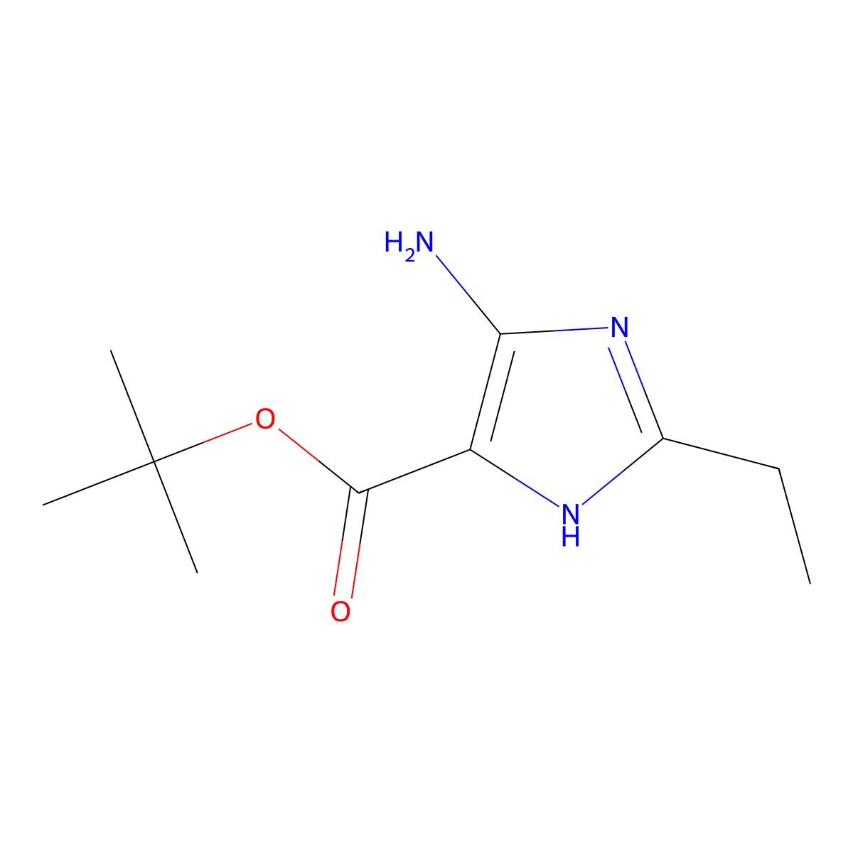 tert-butyl 5-amino-2-ethyl-1H-imidazole-4-carboxylate molecular structure, CAS 2580181-82-2